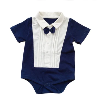 Детская одежда Боди для мальчиков для новорожденных на 1/2 дня рождения, комбинезоны для малышей, летний Джентльменский хлопковый комбинезон, цельный детский комплект с коротким рукавом