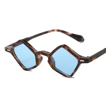 Солнцезащитные очки в виде ромба в стиле панк-хип-хоп для мужчин и женщин 2023, Новые Солнцезащитные очки в маленькой оправе, Модный Винтажный тренд, Многоугольные Квадратные Заклепки