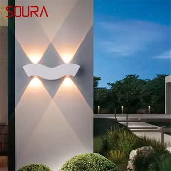 SOURA Наружный белый настенный светильник LED Современные водонепроницаемые бра для украшения домашнего балкона