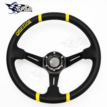 Рулевое колесо для дрифтинга с логотипом M, 14-дюймовое рулевое колесо для гоночного картинга из ПВХ, Раллийное рулевое колесо с глубокой тарелкой
