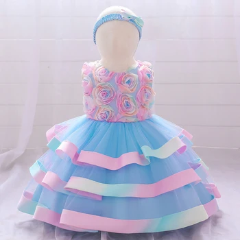 Летние детские платья для девочек, платье принцессы для маленьких девочек-цветочниц, платье для свадебной вечеринки на День рождения первого года жизни, Детская одежда