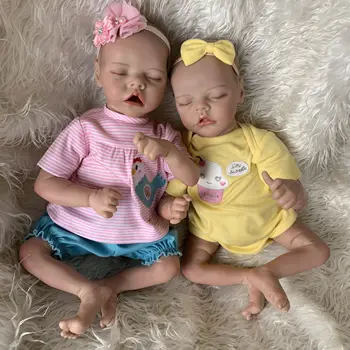 17-дюймовая возрожденная премиальная кукла TwinA B рисует вручную реальные фотографии реалистичного высокого качества тяжело дышащая кукла с укоренившимися ресницами, спящий ребенок