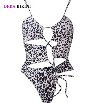 Женский открытый леопардовый купальник DEKA, Монокини, сексуальный цельный купальник с эффектом пуш-ап, мягкий купальный костюм с повязкой