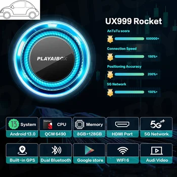 Автомобильный мультимедийный плеер Carplay Tv Box Android с портом HDMI UX999 Rocket Android 13 Оригинальный автомобиль оснащен проводным Cayplay