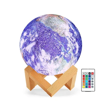 3D лампа Земли, ночник, лампа Галактики, 15 см, 16 цветов, светодиодная 3D лампа Земли, Сенсорное и дистанционное управление, Galaxy Light для подарков