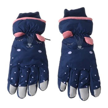Детские Зимние Водонепроницаемые Снежные перчатки с Мультяшными ушками, утепленные Лыжные варежки XXUF