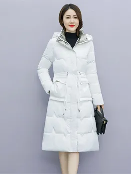 Модные парки, пальто, женская зима 2022, пуховик с тонкой талией, женское новое зимнее теплое длинное пальто 812QQ