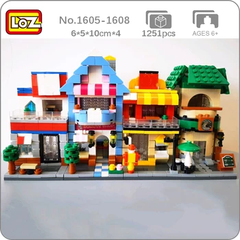 LOZ City Уличный Фаст-фуд, Пончики, торт, Гамбургер, Кофейня, ресторан, Архитектурная модель, Мини-блоки, Кирпичи, Строительная игрушка Без коробки