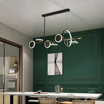 Креативный светодиодный подвесной светильник в черном корпусе, Люстра с 3 регулировками цветовой температуры для столовой, кухни, бара, магазина