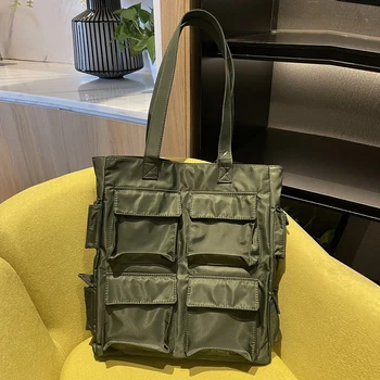 Новая сумка на одно плечо, новый стиль, повседневная женская сумка из нейлоновой ткани, многокарманная сумка-тоут большой емкости, женская сумка