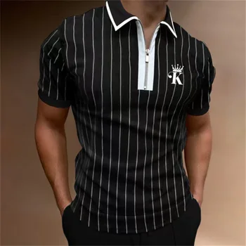 Высококачественная новая мужская футболка, летняя мужская футболка, модный топ с короткими рукавами и принтом в полоску для мужчин