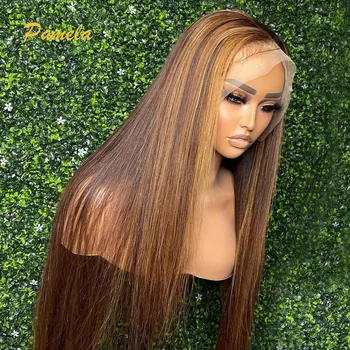 13x4 Ombre1b /27 Цветной парик из натуральных волос с прямыми кружевами спереди, Бразильский блондинистый прозрачный парик с кружевами спереди для женщин