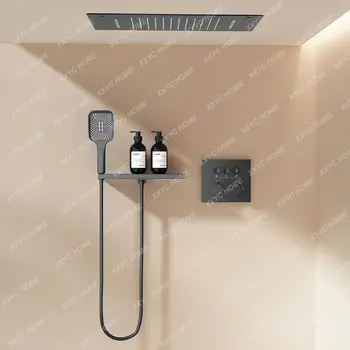 душевая система для ванной комнаты простой настенный дизайн латунный термостатический 3-функциональный душ с водопадным отводом воды