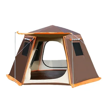 Мгновенная Всплывающая Автоматическая палатка для кемпинга Простая установка Двухслойная Водонепроницаемая Шестиугольная юрта с защитой от ультрафиолета, Семейная палатка Водонепроницаемая