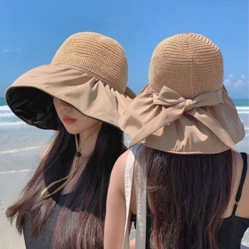 Женские летние шляпы, модная складная однотонная солнцезащитная шляпа с большими полями, уличные пляжные кепки с козырьком, Рыбацкая кепка для туристических зонтов