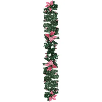 2,7 м Рождественская гирлянда из ротанга, декоративная зеленая рождественская гирлянда, искусственная Рождественская елка, баннер из ротанга, простое универсальное украшение