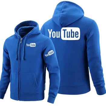 2022 Толстовки на молнии с логотипом Youtube, толстовка с капюшоном, флисовая мужская куртка на молнии с длинным рукавом, толстовка