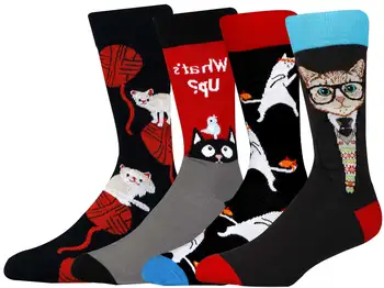Мужские носки с милым котом, Забавная новинка, Хлопковые носки с животными, подарок для мужчин