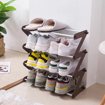 Простая стойка Для обуви с Многоуровневой конструкцией хранения Z-Образная Вешалка для обуви для дома и общежития