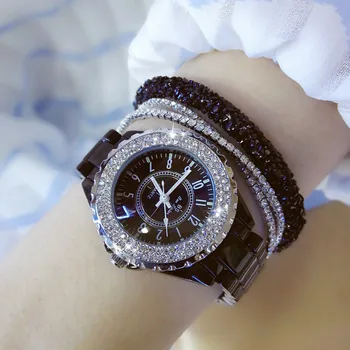 2022 Керамические часы для женщин с бриллиантами Женские модные кварцевые часы Relogio Masculino Роскошные часы Женские подарки Бесплатная Доставка