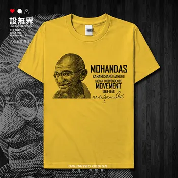 Знаменитость Мохандас Карамчанд Ганди, отец-основатель Индии, лидер ненасильственных летних мужских футболок, новые Топы с коротким рукавом 01