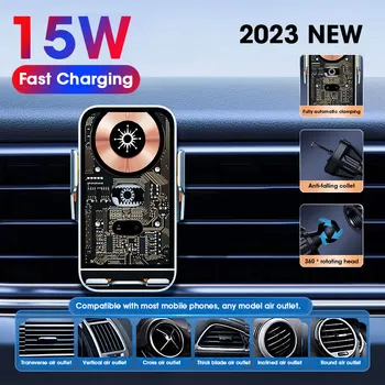 Автомобильное беспроводное зарядное устройство мощностью 15 Вт, автомобильный держатель для телефона для iPhone 14 13 12 11 X Samsung Xiaomi, инфракрасная индукционная быстрая зарядка QI