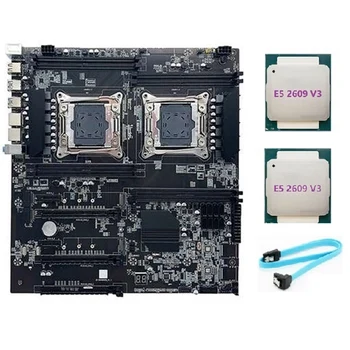 Материнская плата X99 с двумя разъемами LGA2011-3 с двумя процессорами Поддерживает Память RECC DDR4 с процессором 2XE5 2609 V3 + Кабель SATA