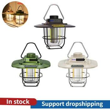 Светодиодная лампа для кемпинга Ретро Подвесная лампа для палатки Водонепроницаемые Кемпинговые фонари с регулируемой яркостью для уличных Конных палаток Аксессуары для кемпинга оптом