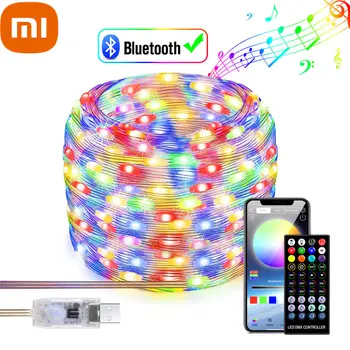 Xiaomi Outdoor String Fairy Light RGBIC, водонепроницаемая светодиодная лента Bluetooth с дистанционной синхронизацией музыки, меняющая цвет для рождественского декора.