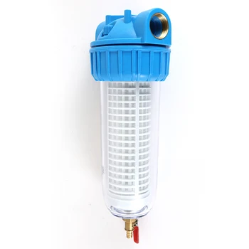 10-дюймовый прозрачный фильтр для очистки воды обратной промывки Фильтр для мойки высокого давления с выпуском сточных вод