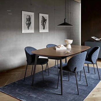 Скандинавские фланелевые обеденные стулья Мебель для дома Современный минималистичный обеденный стул с мягкой спинкой Дизайнерские повседневные стулья для кухни