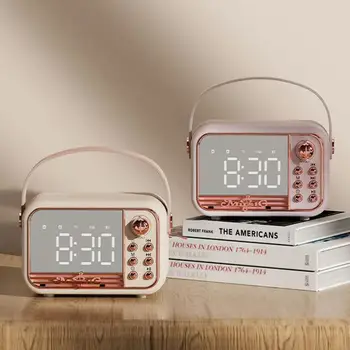 Динамик будильника Беспроводной громкоговоритель, совместимый с Bluetooth Динамик, Диффузия баланса звука на 360 °, Винтажный звонок ручного типа