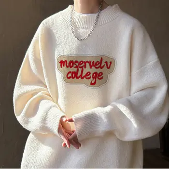 Американский повседневный свитер Мужская осенне-зимняя одежда для подростков, Трикотаж больших размеров, Модная одежда для пар, Топы, мужская одежда