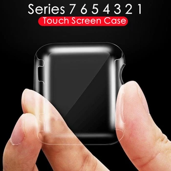 Серия 6 Чехол для Apple Watch Case 7 6 SE 5 4 3 2 41 мм 45 Мм 42 Мм 38 мм Прозрачная Защитная пленка из ТПУ для iWatch 7 6 5 4 3 44 Мм 40 мм