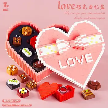 1/2шт Создать Шоколад микро-алмазный блок Любовник Сердце нанобриксы Goftbox строительные кирпичи модель игрушки для девочек подарок на День Святого Валентина