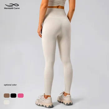 Брюки для йоги из лайкры Mermaid Curve, женские колготки, высокая талия, приподнятые бедра, медово-персиковые спортивные штаны для фитнеса, дышащие леггинсы для бега