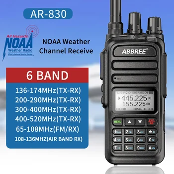 ABBREE AR-830 128CH Полнодиапазонная Беспроводная Рация с частотным копированием, Поддержка Air Band Type-C, Любительское Погодное Двухстороннее радио NOAA