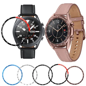 Стальной безель и кольца Чехол для Samsung Galaxy Watch 3 45 мм 41 мм ремешок Клейкий чехол Умные часы Металлический стиль Аксессуары для часов