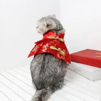 Костюм Тан Новый год Осень Зима плащ с котенком Стиль Акриловая теплая одежда для домашних животных