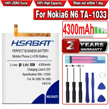 HSABAT HE316 4300 мАч Аккумуляторы Для Nokia 6 Nokia6 N6 TA-1033 TA-1039 TA-1003 TA-1000 TA-1021 TA-1025 Сменный Аккумулятор