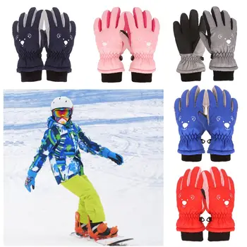 Зимние Детские ветрозащитные мультяшные Милые Спортивные Варежки, Водонепроницаемые Детские Лыжные перчатки, Толстые Теплые