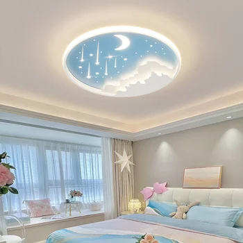 Современные круглые светодиодные потолочные люстры для гостиной, спальни, звездных и лунных светильников, креативных светильников, люминесцентного блеска