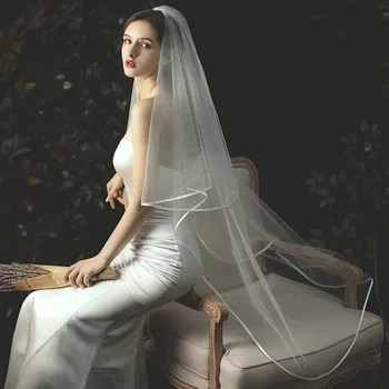 Аксессуары для волос из белой пряжи, женское двухслойное свадебное платье, простой и длинный фасон