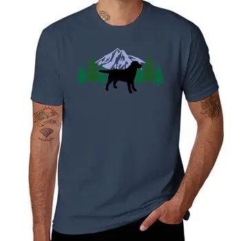 Черная футболка с силуэтом лабрадора Evergreen, графические футболки, забавные футболки, мужская одежда