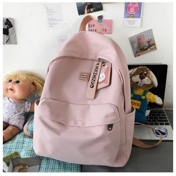 Розовый женский рюкзак для девочек-подростков, студенческие сумки средней школы, маленький повседневный рюкзак