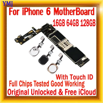 Черный / белый / золотой отпечаток пальца и без логической платы Touch ID Оригинальный Бесплатный Icloud для iPhone 6 4,7-дюймовая материнская плата разблокирована МБАЙТ