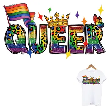 LGBT Queen Железные Нашивки Для Одежды, Красочная Женская футболка Rionbow, Термонаклейка На Одежду, Термопресс, Аппликация Для Переноса Тепла