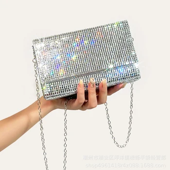 Роскошная сумка-коробка с бриллиантами, Хрустальные вечерние сумки-клатчи, модные женские сумки через плечо со стразами, свадебные кошельки 2023 года