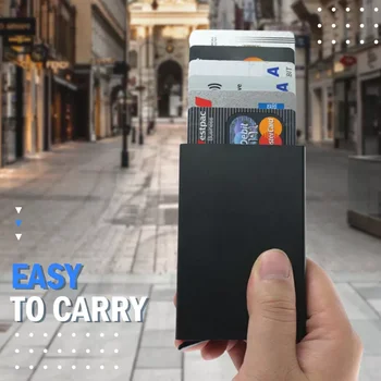 Тонкий алюминиевый кошелек Mi Home с эластичной задней сумкой, держатель для кредитных карт, мини-RFID-кошелек, автоматический всплывающий чехол для банковских карт