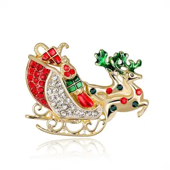 Рождественская карета, брошь в виде оленя, модные зимние украшения, подарки для женщин